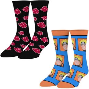 Odd Sox Naruto 2 Pack Fun Crew Socks for Men, Funny Gift, Mix & Match