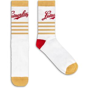 Tee Luv Men's Leinenkugel's Beer Logo Socks (White/Red/Tan)