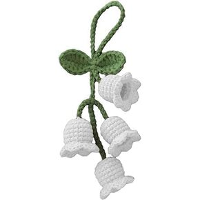 White Creative Knitted Orchid Flower Keychain Charms Crochet Flower Pendant for Car Key Supplies Mini Macrame Keychains Boho Macrame Bag Charms or Phone Wallet, Women's Car Keychains Car Accessories