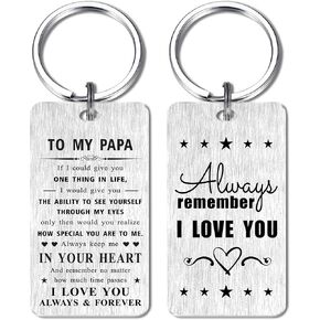 Gezxin Papa Keychain Gifts- I Love Papa Christmas Xmas Gift from Grandchildren- Happy Birthday Papa Ideas- Thank You papa Valentines Father's Day Easter Thanksgiving Presents