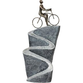 Touch of Class Journey of Life Bike on Winding Road Table Sculpture - Resin - Gray, Bronze - Inspirational Trip for Bedroom, Living Room, Office, Entryway, Foyer, Office - Modern Decor