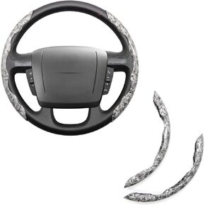 MEWANT 3PCS Grey Carbon Fiber Anti-Skid Steering Wheel Cover Universal Butterfly Segmented Steering Wheel Protector