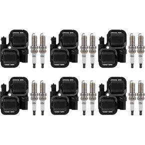 ECCPP ignition coils 6+Spark Plugs 12 UF359,for Mercedes-Benz C240 C280 C32 C320 CLK320 E320 ML320 ML350 S350 SL320 SLK32 for Chrysler