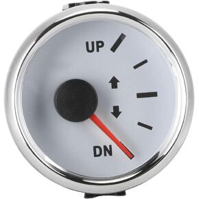 Qiilu 52mm/2in UP-DN Boat Trim Gauge 0-190ohm Marine Boat Trim Gauge Kit Signal Trim Tilt Indicator Red Backlight(White Dial)
