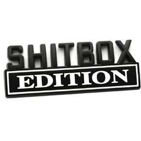 SHITBOX Edition Emblem Sticker Car Badge Replacement for RAM GMC Chevy Car Truck Decal Chrome/Black and Chrome/Red (Chrome/Black)