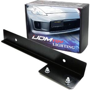 iJDMTOY JDM Black Universal Fit Front Bumper License Plate Relocator Bracket Holder Bar