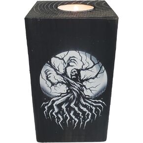 Tree of Death Grim Reaper Candle Holder, Black Decorative Tea Light Block, 6 Inches