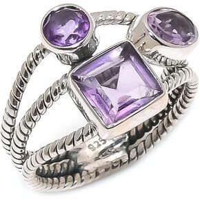 925 Sterling Silver Ring, Oval Shape Handmade Gemstone, Adjustable