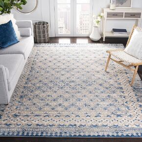 SAFAVIEH Brentwood Collection Area Rug - 8' x 10', Light Grey & Blue, Traditional Oriental Distressed Design, Non-Shedding & Easy Care, Ideal for High Traffic Areas in Living Room, Bedroom (BNT899G)
