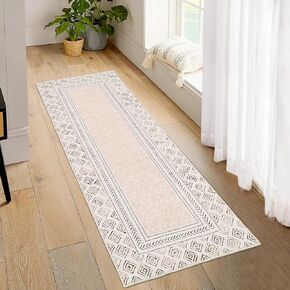 Washable Rug 8x10 Modern Bordered Area Rug Large Rug for Living Room Low Pile Soft Rug Non Slip Stain Resistant Accent Rug Carpet for Bedroom Home Decor, Blue