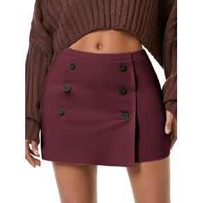 EXLURA Womens Button Bodycon Mini Skirt Sexy Night Club High Waist Elastic Y2K Fall Winter Plaid Skirts