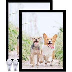12x16 Picture Frame Set of 5, Black Photo Frames High Transparent Wall Gallery Desktop Horizontal Vertical for Canvas Collage Photo Poster Certificate 12 x 16 inches