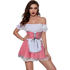 Women's Beer Dress Dress Oktoberfest Puff Sleeve Costume t German Dirndl Dress Women Traditional Carnival Maid Outfit