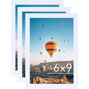مجموعة إطارات صور مقاس 6 × 9 مكونة من 3 قطع سوداء للتعليق على الحائط أو سطح الطاولة - تثبيت على الحائط أفقيًا أو رأسيًا، إطارات صور ملصق معرض حائط مقاس 6 × 9 لصور 6 × 9، 3 عبوات، أسود