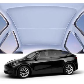 Gray Non-Sag Glass Roof Sunshade Compatible with Tesla Model Y, Foldable Sunroof Shade with Heat Insulation Cover for 2021-2024 Model Y, Glass Roof Sunshade with Thermal Reflective Coating