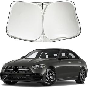 XHRING Windshield Sun Shade Sunshade Compatible with Mercedes Benz C Class C300 W205 C250 C400 2025 2024 2015-2023 GLA GLA 250 GLA250 2021-2025 Accessories, Car Front Window Sun Shield Cover