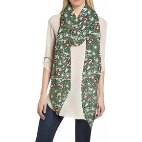 Lina & Lily Christmas Pattern Print Women's Holiday Festival Scarf Shawl Wrap Lightweight