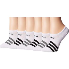 Adidas Women's Superlite No Show Socks (Pack of 6) (Women's Sock size (5-10), White/Black/5143932A)