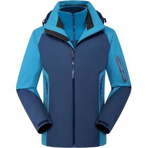 HALO RAIN Waterproof Men's 3 in 1 Rain Jacket Waterproof Raincoat Winter Jacket Warm Coat with Inner Warm Fleece Coat
