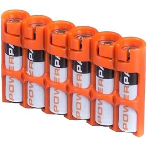 Storacell SLAAAORG by Powerpax SlimLine AAA Battery Caddy, Orange, Holds 6 Batteries