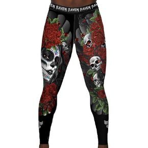 Raven Fightwear Men's Calaveras y Rosas Spats Tights BJJ MMA Black