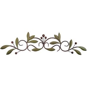 31 inch Wide Leaf and Berry Metal Wall Decor 31 x 6
