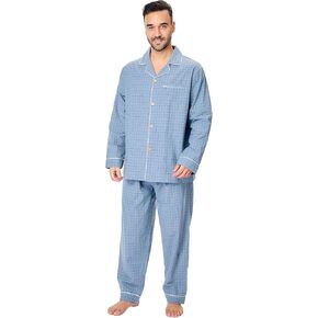 XING YE CHUAN Men's Cotton Lightweight Sleepwear Plaid Warm Soft loungewear Pajamas Set