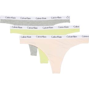 Calvin Klein Women's Carousel Logo Cotton Thong Multipack Panty, Coral Corsage/Cyber Green/Grey Heather, X-Small