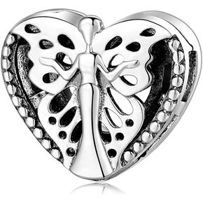 Initial A Z Letter Charm Alphabet Beads Reflexion Charms 925 Sterling Silver Reflexions Heart Dangle Clip Charm Birthday Bracelets for Women (Girl)