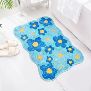 Floral Color Bathroom Rugs, 20"x32" Cute Flower Shaped Bath Mat, Non-Slip Extra Soft and Absorbent Carpet Rug for Floor Tub Shower, Machine Washable, Thick Microfiber Plush Bathmat (Purple)