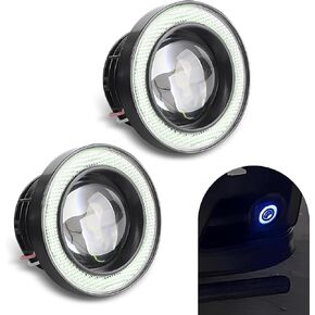 2 PCS Car LED Fog Lights, 3 Inches Halo COB Lens 1200 LM Super Bright Daytime Running Lights, 30 W 50000 H Long Life Improved Fisheye Lights, Universal for Most Cars (Ice Blue)