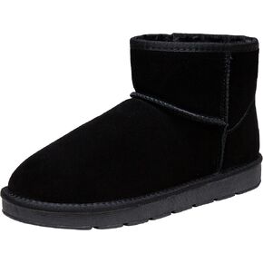 Jousen Men's Winter Boots Suede Snow Boot Leather Mid-calf Shoes Fur Lining