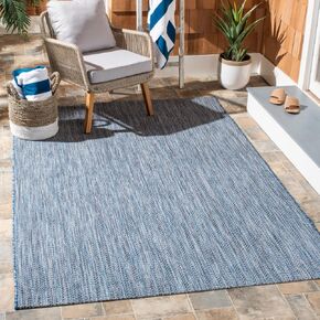 SAFAVIEH Courtyard Collection Area Rug - 5'3" x 7'7", Navy & Grey, Non-Shedding & Easy Care, Indoor/Outdoor & Washable-Ideal for Patio, Backyard, Mudroom (CY8022-36821)