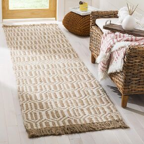 SAFAVIEH Natural Fiber Collection Runner Rug - 2'3" x 6', Natural & Ivory, Handmade Boho Farmhouse Fringe Jute, Ideal for High Traffic Areas in Living Room, Bedroom (NF184A)
