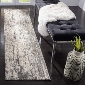 SAFAVIEH Spirit Collection 2' x 8' Grey / Dark Grey SPR121F Modern Abstract Non-Shedding Living Room Entryway Foyer Hallway Bedroom Runner Rug