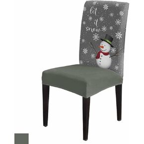 Snowman Christmas Chair Covers Set of 8,Winter Snowflake Chair Cover for Dining Room,Parsons Chair Slipcovers Washable Removable Gray Chair Seat Cover Protector for Kitchen Banquet Party Hotel