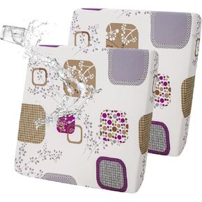 FORCHEER Waterproof Cushion Cover Set of 2 for Couch Cushion, Floral Printed Stretch Outdoor Cushion Cover for Patio Furniture