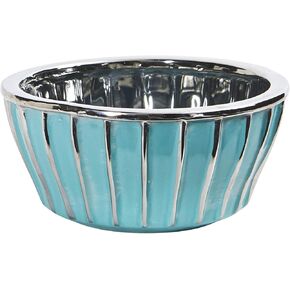 Nearly Natural 7.25in. Teal Vase with Silver Burnishing