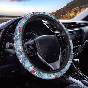 Universal Cute Car Steering Wheel Cover Blue Tropical Flower Accessories Breathable Steering Wheel Protector Non-Slip 15 Inches Wheel Covers Protection