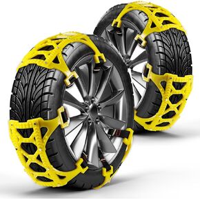 Zento Deals Car Snow Tire Chains – Heavy-Duty Anti-Slip Traction Device for All Seasons – Durable Emergency Tire Chains for Cars, SUVs, and Trucks (Yellow)