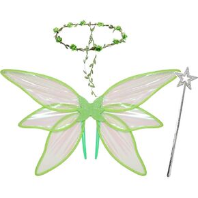 Fairy Wings for Girls Women Halloween Cosplay Costumes,3pcs Butterfly Wings Set for Sparkle Princess Wings Party Favor