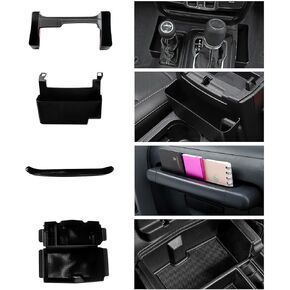 4PCS Center Console Organizer for 2018-2023 Jeep Wrangler JL JLU & Gladiator JT, Gear Shift Console Side Tray Organizer, Passenger Side Co-Pilot Organizer, Hanging Armrest Storage Box
