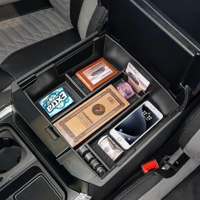 Center Console Organizer Tray Compatible with 2023 2024 Ford F250 F350 F450 F550 Accessories, Armrest Storage Organizer F250 Accessories Middle Console Tray (Full Console w/Bucket Seats ONLY)