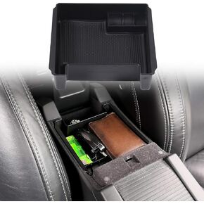Black Armrest Storage Box Center Console Organizers Phone Tray with Mat and Logo Fit for Volvo S60 S60L V60 XC60 2009-2017