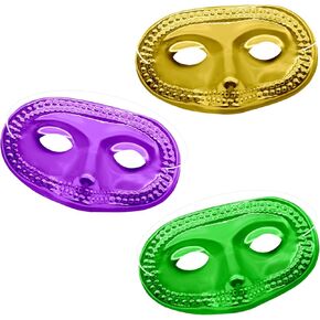 24 Piece Mardi Gras Masks Bulk, Metallic Gold Purple Green Masquerade Half Masks Costume Party Supplies, Mardi Gras Decorations for Women, Men and Kids