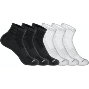 U.S. Polo Assn. 6 Pair Men's QUARTER Length Athletic Performance Socks - Ultra-Soft Moisture Control Running & Breathable Socks - Shoe Size 6-12, BLK/WHT 7623