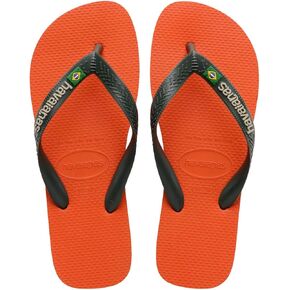 Havaianas Brazil Logo Flip flops - Spring and Summer Sandals for kids Boys and Girls - Sunset Orange, 3Y/4W big kid