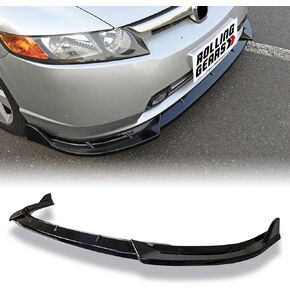 3-Piece Front Lip Spoiler Compatible with 2006-2008 Honda Civic Sedan 8th Gen Front Bumper Spoiler, Gloss Black Painted Front Spoiler