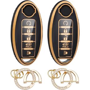LECART Key Fob Protector for Nissan Altima Rogue Sentra Maxima Murano Pathfinder 5 Buttons Key Fob Covers Girls Women Full Protection TPU Key Shell Case 2 Pack White