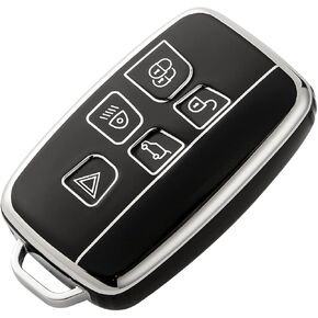 OFFCURVE Key Fob Cover for Land Rover, Full TPU Protective Car Key Case Holder for Land Rover Evoque Velar Sport Discovery Freelander2 LR4 Sport and Jaguar Key Cover Car Accessories, White